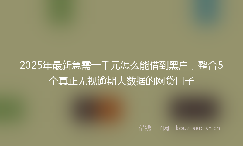 2025年最新急需一千元怎么能借到黑户，整合5个真正无视逾期大数据的网贷口子