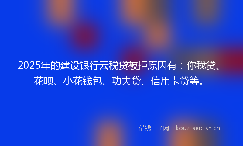 2025年的建设银行云税贷被拒原因有：你我贷、花呗、小花钱包、功夫贷、信用卡贷等。