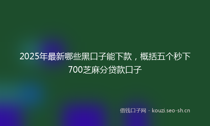 2025年最新哪些黑口子能下款，概括五个秒下700芝麻分贷款口子