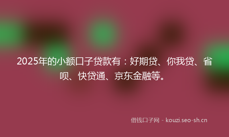 2025年的小额口子贷款有：好期贷、你我贷、省呗、快贷通、京东金融等。