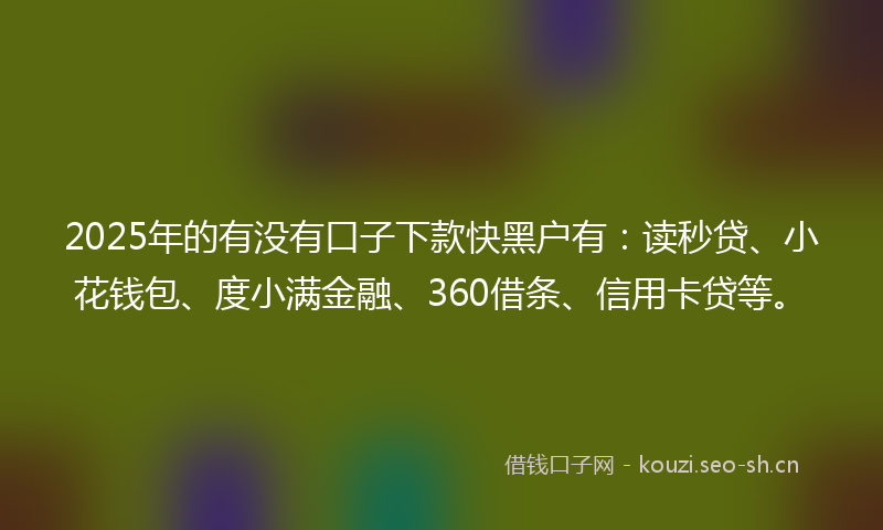 2025年的有没有口子下款快黑户有：读秒贷、小花钱包、度小满金融、360借条、信用卡贷等。