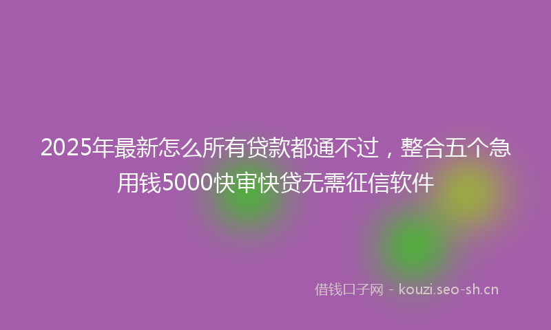 2025年最新怎么所有贷款都通不过，整合五个急用钱5000快审快贷无需征信软件