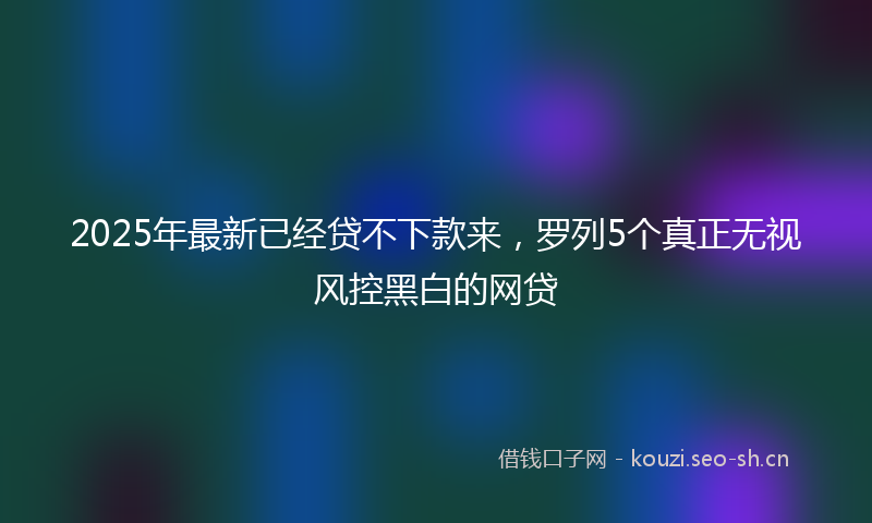 2025年最新已经贷不下款来,罗列5个真正无视风控黑白的网贷