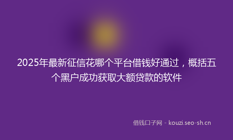 2025年最新征信花哪个平台借钱好通过，概括五个黑户成功获取大额贷款的软件
