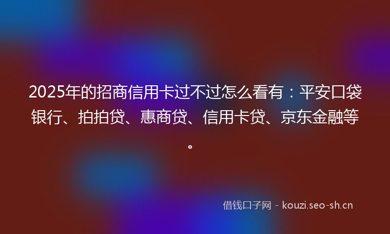 2025年的招商信用卡过不过怎么看有：平安口袋银行、拍拍贷、惠商贷、信用卡贷、京东金融等。