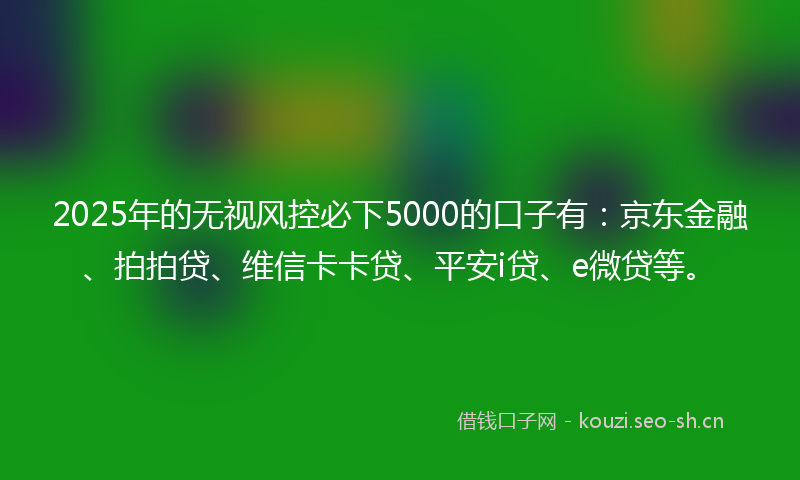 2025年的无视风控必下5000的口子有：京东金融、拍拍贷、维信卡卡贷、平安i贷、e微贷等。