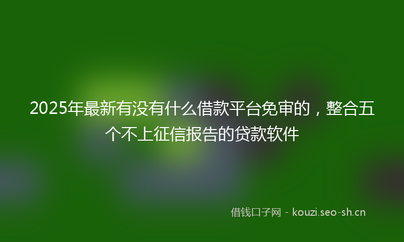 2025年最新有没有什么借款平台免审的，整合五个不上征信报告的贷款软件