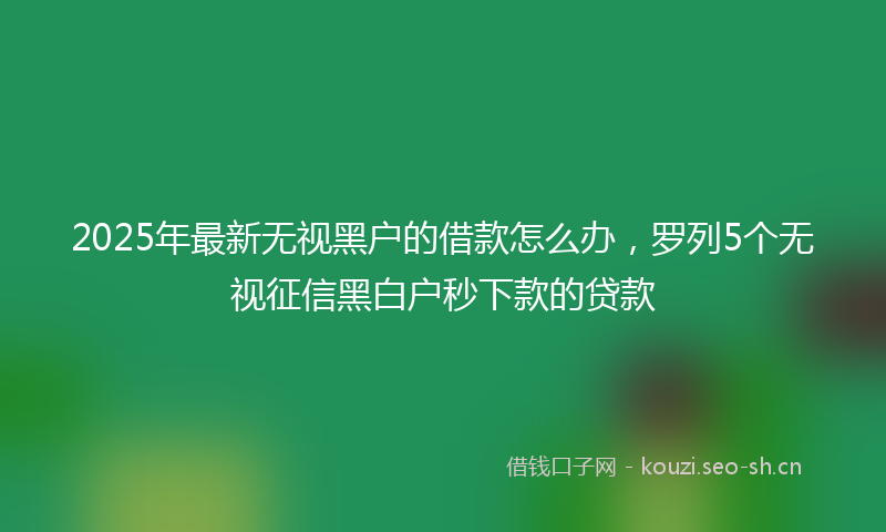 2025年最新无视黑户的借款怎么办，罗列5个无视征信黑白户秒下款的贷款