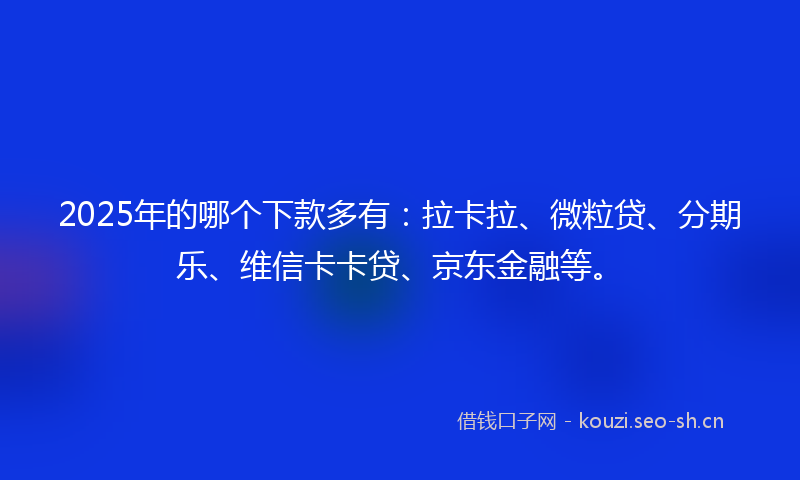 2025年的哪个下款多有：拉卡拉、微粒贷、分期乐、维信卡卡贷、京东金融等。