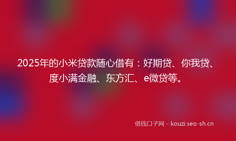 2025年的小米贷款随心借有：好期贷、你我贷、度小满金融、东方汇、e微贷等。