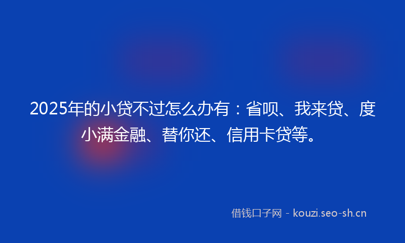 2025年的小贷不过怎么办有：省呗、我来贷、度小满金融、替你还、信用卡贷等。