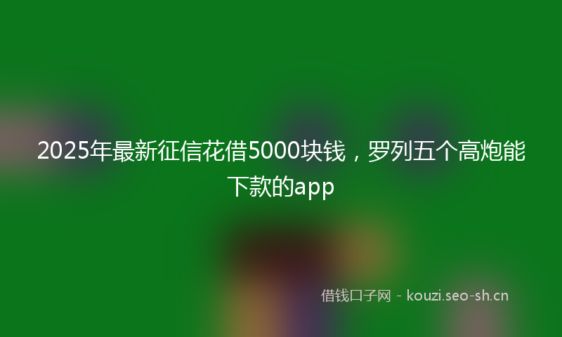 2025年最新征信花借5000块钱，罗列五个高炮能下款的app