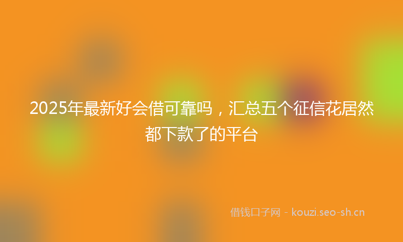 2025年最新好会借可靠吗，汇总五个征信花居然都下款了的平台