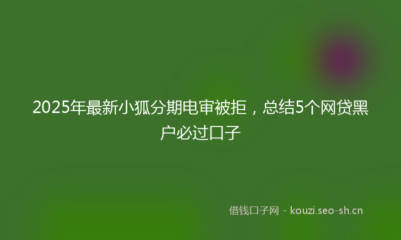 2025年最新小狐分期电审被拒，总结5个网贷黑户必过口子