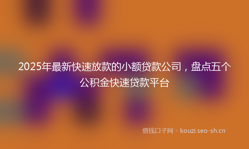 2025年最新快速放款的小额贷款公司，盘点五个公积金快速贷款平台