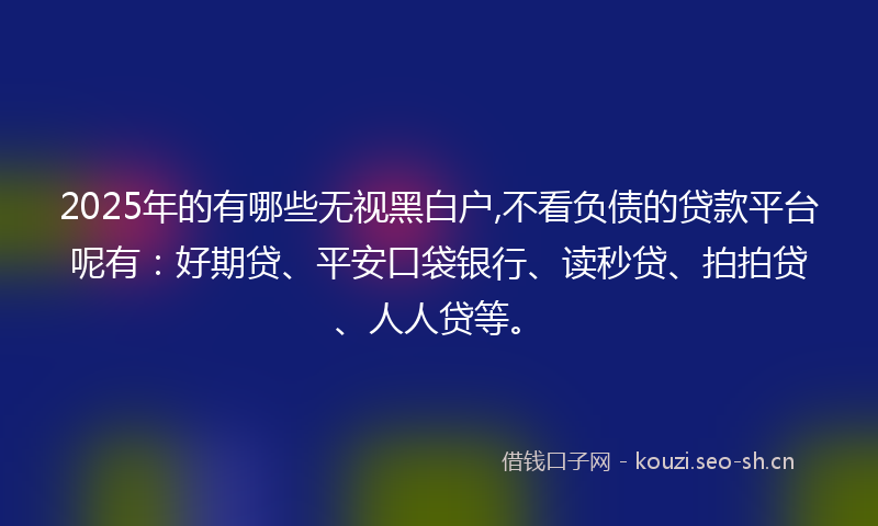 2025年的有哪些无视黑白户,不看负债的贷款平台呢有：好期贷、平安口袋银行、读秒贷、拍拍贷、人人贷等。