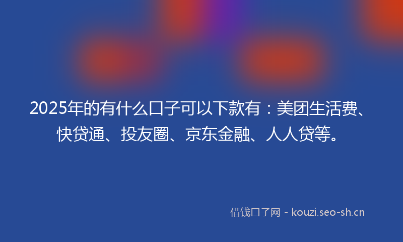 2025年的有什么口子可以下款有：美团生活费、快贷通、投友圈、京东金融、人人贷等。
