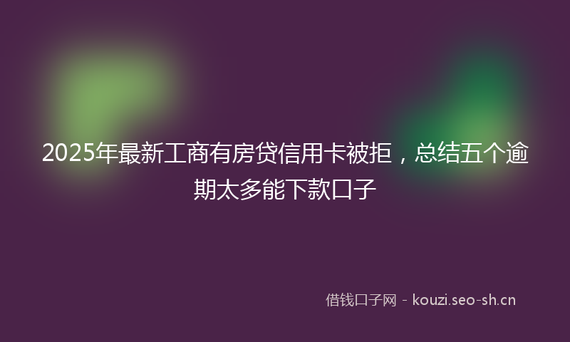2025年最新工商有房贷信用卡被拒，总结五个逾期太多能下款口子