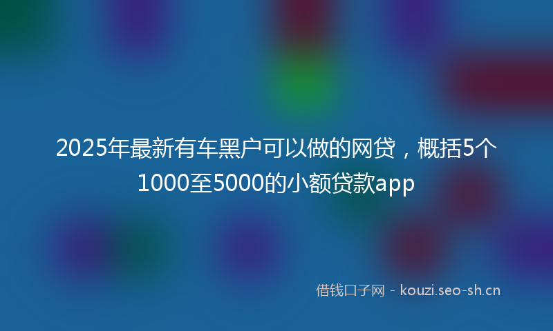 2025年最新有车黑户可以做的网贷，概括5个1000至5000的小额贷款app