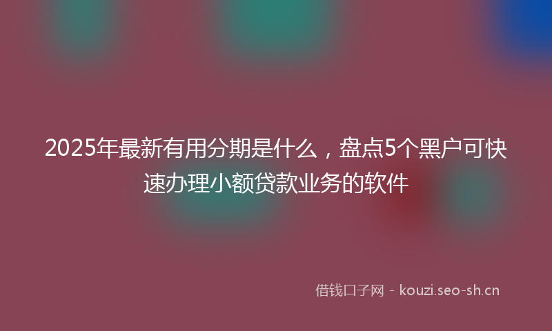 2025年最新有用分期是什么，盘点5个黑户可快速办理小额贷款业务的软件