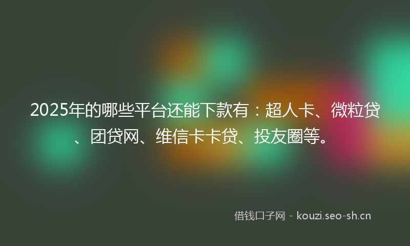 2025年的哪些平台还能下款有:超人卡、微粒贷、团贷网、维信卡卡贷、投友圈等。