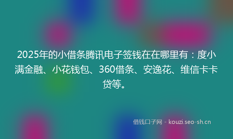 2025年的小借条腾讯电子签钱在在哪里有：度小满金融、小花钱包、360借条、安逸花、维信卡卡贷等。