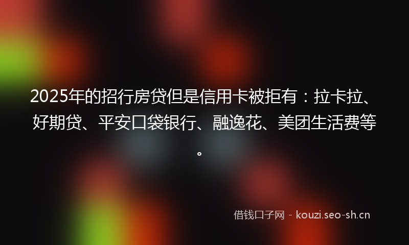 2025年的招行房贷但是信用卡被拒有：拉卡拉、好期贷、平安口袋银行、融逸花、美团生活费等。