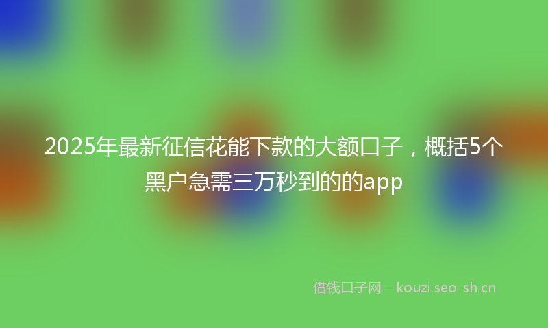 2025年最新征信花能下款的大额口子，概括5个黑户急需三万秒到的的app