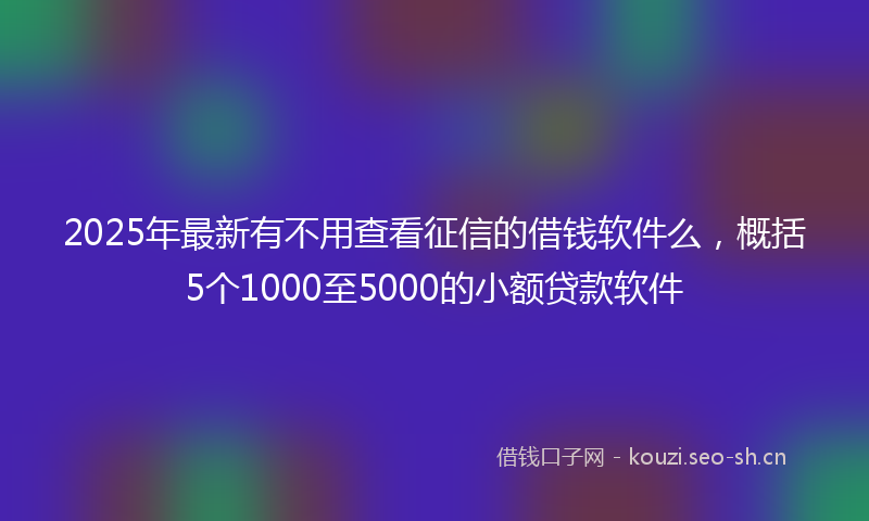 2025年最新有不用查看征信的借钱软件么，概括5个1000至5000的小额贷款软件