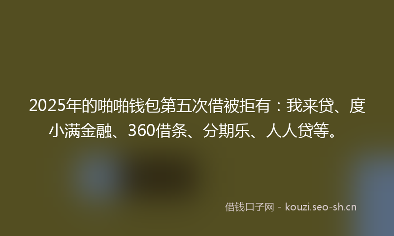 2025年的啪啪钱包第五次借被拒有：我来贷、度小满金融、360借条、分期乐、人人贷等。