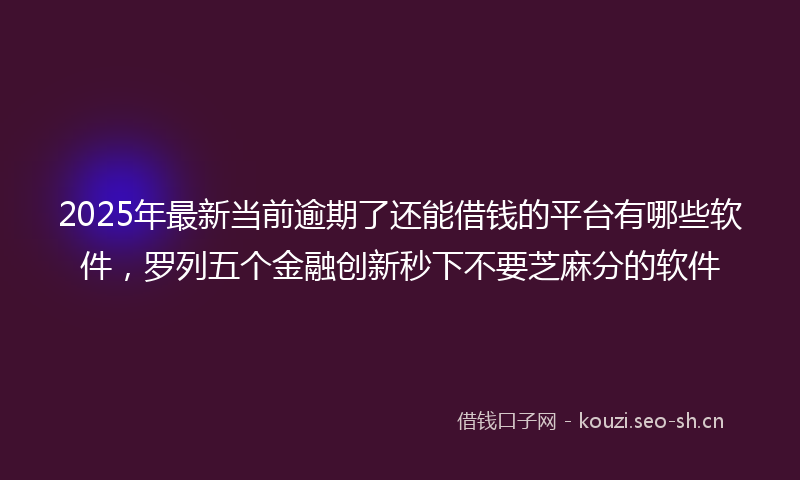 2025年最新当前逾期了还能借钱的平台有哪些软件，罗列五个金融创新秒下不要芝麻分的软件