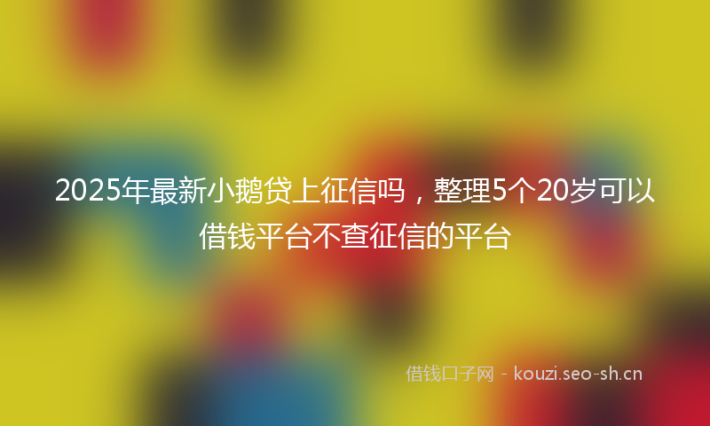 2025年最新小鹅贷上征信吗，整理5个20岁可以借钱平台不查征信的平台