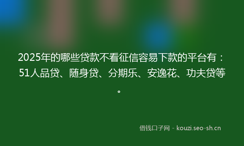 2025年的哪些贷款不看征信容易下款的平台有：51人品贷、随身贷、分期乐、安逸花、功夫贷等。