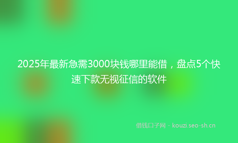 2025年最新急需3000块钱哪里能借，盘点5个快速下款无视征信的软件