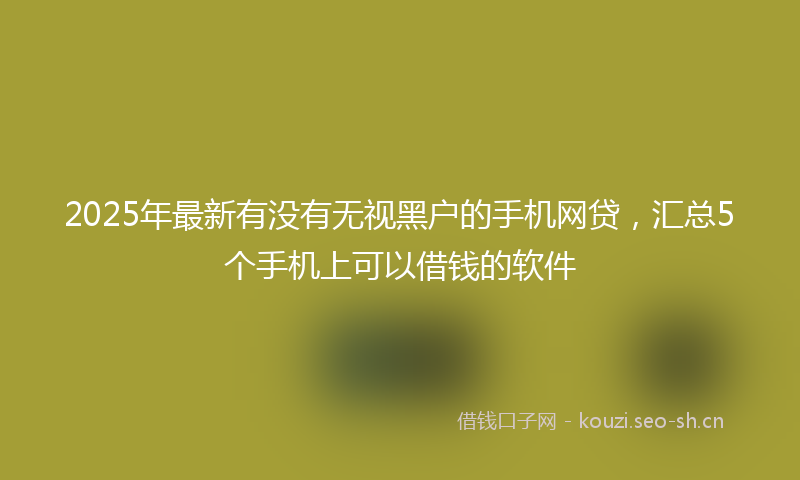 2025年最新有没有无视黑户的手机网贷，汇总5个手机上可以借钱的软件