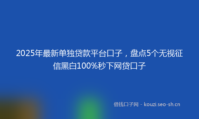 2025年最新单独贷款平台口子，盘点5个无视征信黑白100%秒下网贷口子