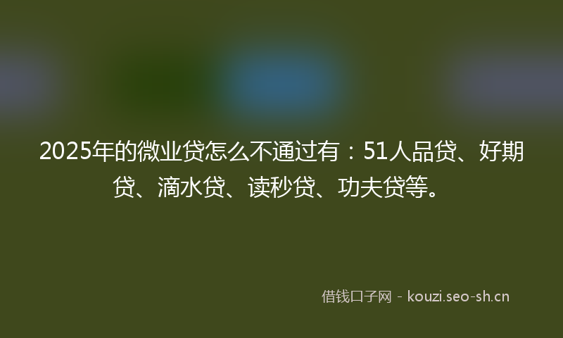 2025年的微业贷怎么不通过有：51人品贷、好期贷、滴水贷、读秒贷、功夫贷等。