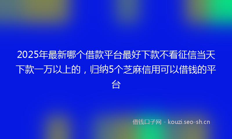 2025年最新哪个借款平台最好下款不看征信当天下款一万以上的，归纳5个芝麻信用可以借钱的平台