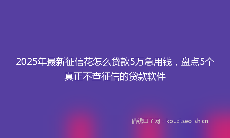 2025年最新征信花怎么贷款5万急用钱，盘点5个真正不查征信的贷款软件