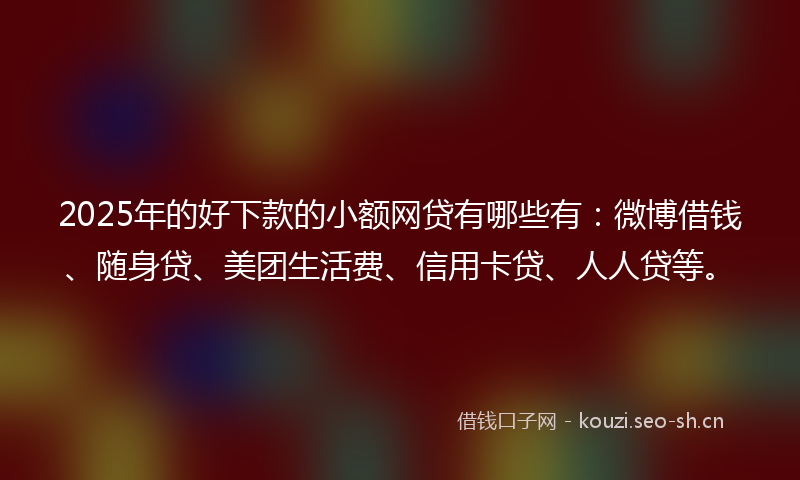 2025年的好下款的小额网贷有哪些有：微博借钱、随身贷、美团生活费、信用卡贷、人人贷等。