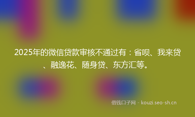 2025年的微信贷款审核不通过有:省呗、我来贷、融逸花、随身贷、东方汇等。