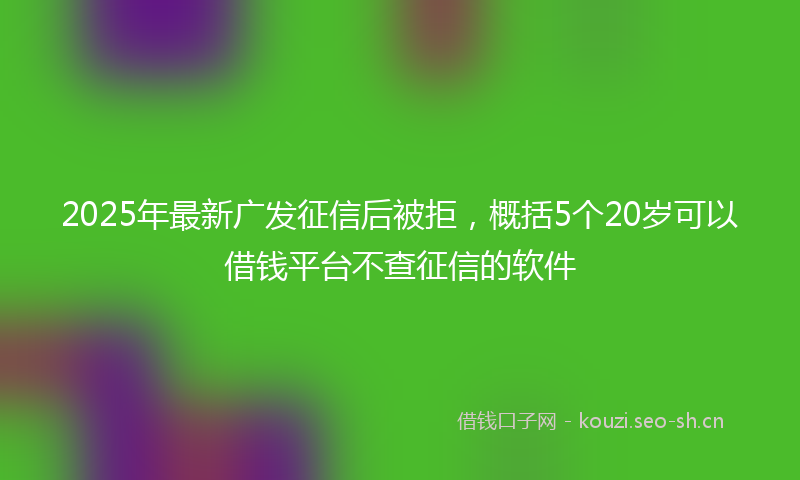 2025年最新广发征信后被拒，概括5个20岁可以借钱平台不查征信的软件