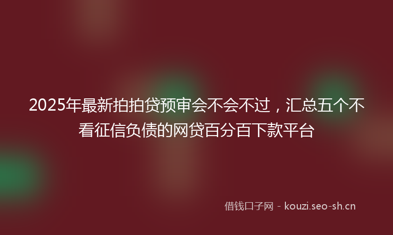 2025年最新拍拍贷预审会不会不过，汇总五个不看征信负债的网贷百分百下款平台