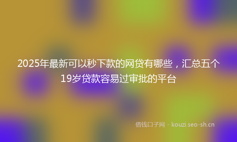 2025年最新可以秒下款的网贷有哪些，汇总五个19岁贷款容易过审批的平台