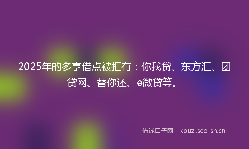 2025年的多享借点被拒有：你我贷、东方汇、团贷网、替你还、e微贷等。