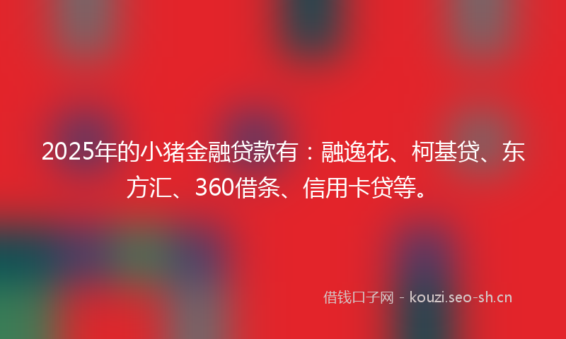 2025年的小猪金融贷款有：融逸花、柯基贷、东方汇、360借条、信用卡贷等。