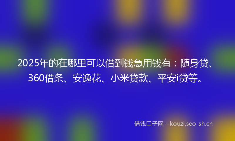 2025年的在哪里可以借到钱急用钱有：随身贷、360借条、安逸花、小米贷款、平安i贷等。