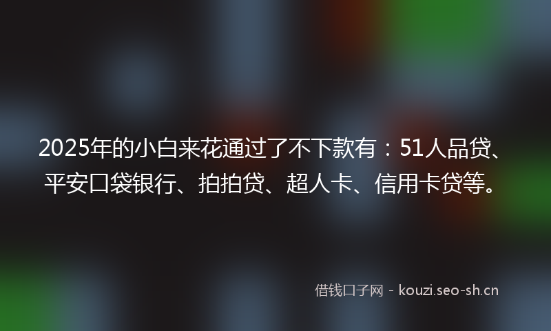 2025年的小白来花通过了不下款有：51人品贷、平安口袋银行、拍拍贷、超人卡、信用卡贷等。