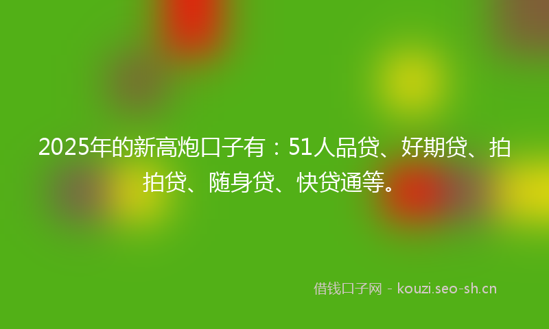 2025年的新高炮口子有：51人品贷、好期贷、拍拍贷、随身贷、快贷通等。
