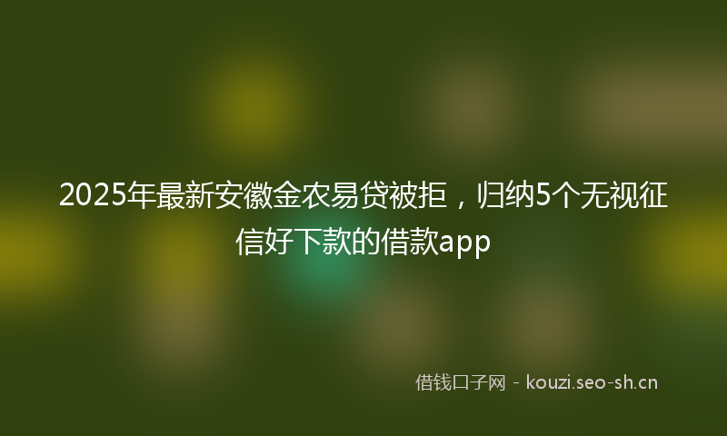 2025年最新安徽金农易贷被拒，归纳5个无视征信好下款的借款app